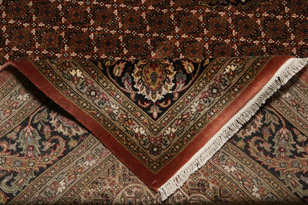 8.1 x 10 Rust Mahi Tabriz High Quality Handmade Wool And Silk Rug #F-4462