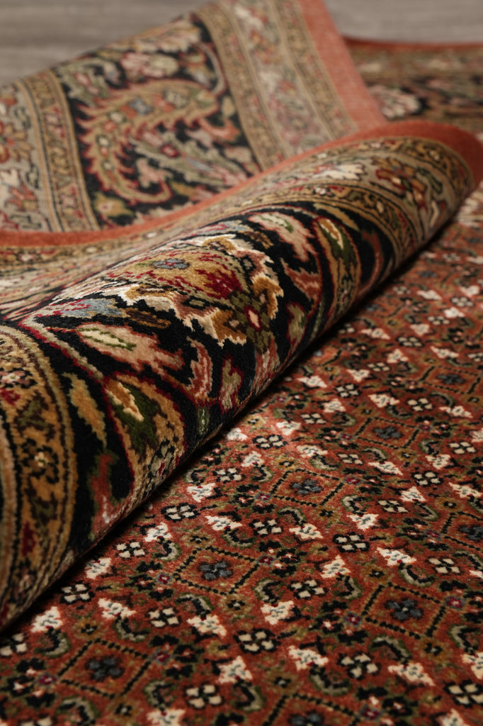 8.1 x 10 Rust Mahi Tabriz High Quality Handmade Wool And Silk Rug #F-4462