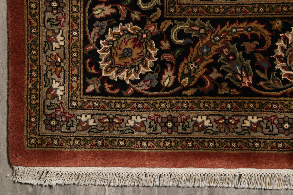 8.1 x 10 Rust Mahi Tabriz High Quality Handmade Wool And Silk Rug #F-4462