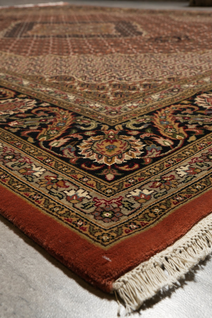 8.1 x 10 Rust Mahi Tabriz High Quality Handmade Wool And Silk Rug #F-4462