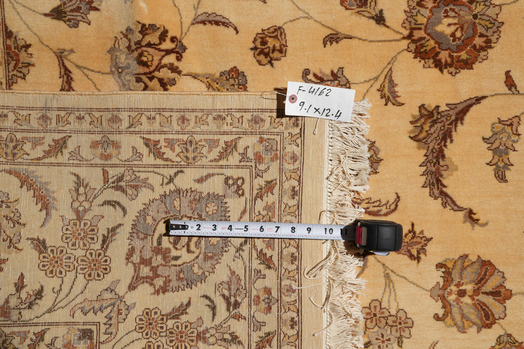 9.1 x 12.4 Wool and Silk Finer Weave Handmade rug #F-4162