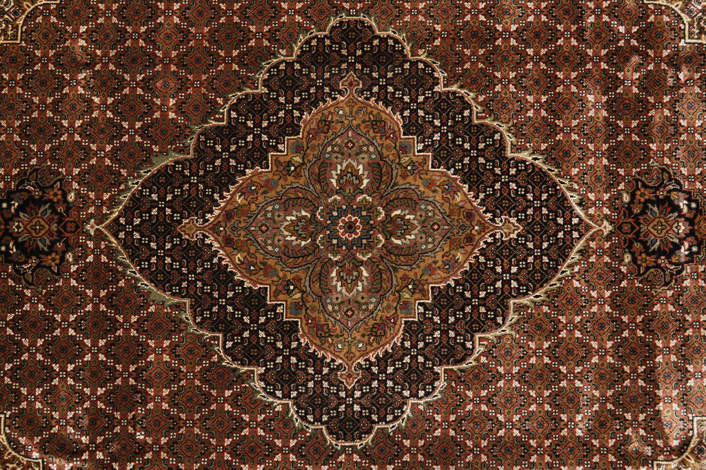 8.1 x 10 Rust Mahi Tabriz High Quality Handmade Wool And Silk Rug #F-4462