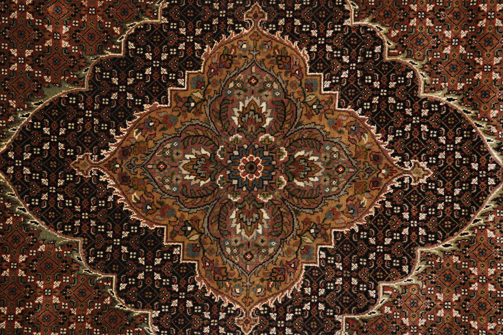 8.1 x 10 Rust Mahi Tabriz High Quality Handmade Wool And Silk Rug #F-4462