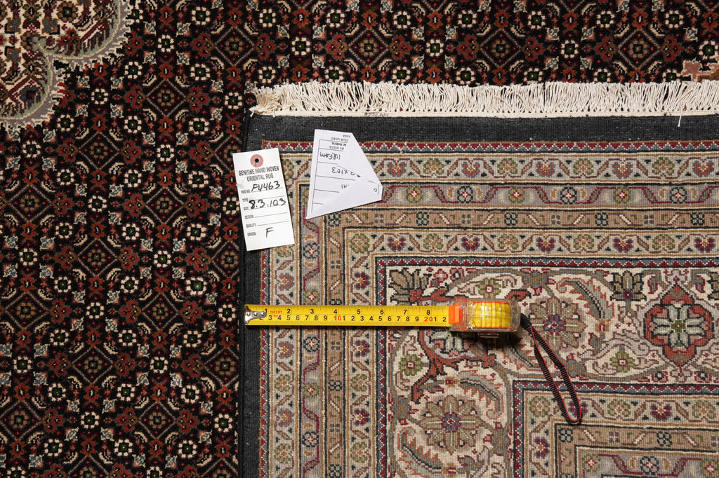 8.3 x 10.3 Black Mahi Tabriz Carpet Quality Wool And Silk Area Rug #F-4463