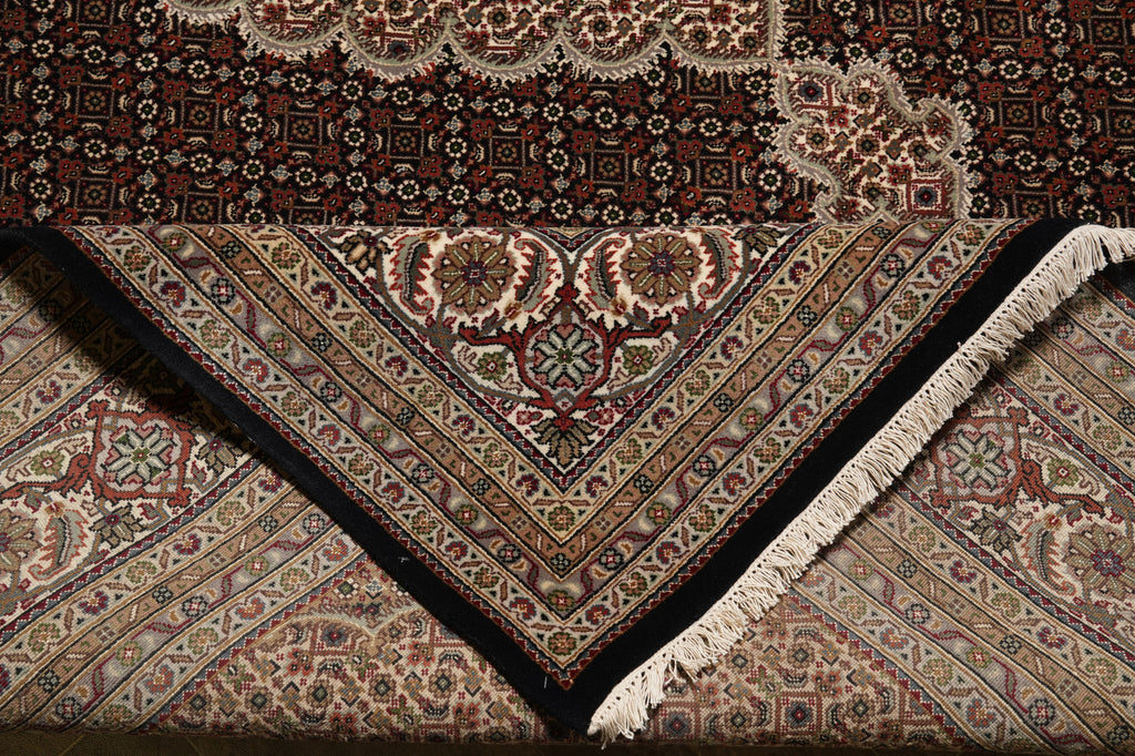 8.3 x 10.3 Black Mahi Tabriz Carpet Quality Wool And Silk Area Rug #F-4463