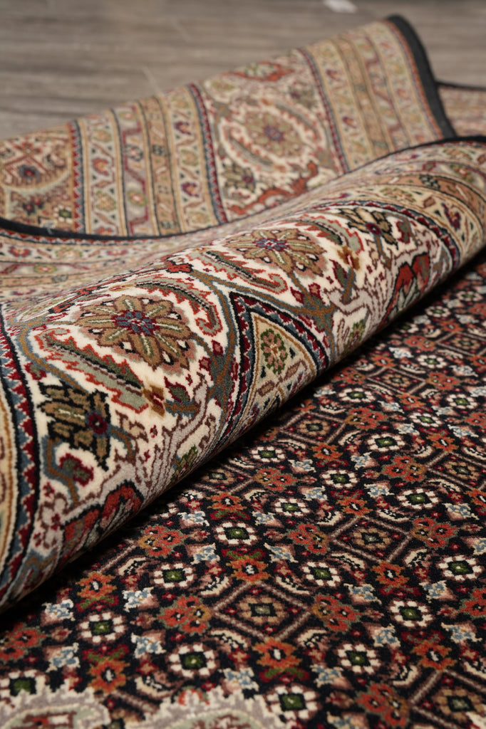 8.3 x 10.3 Black Mahi Tabriz Carpet Quality Wool And Silk Area Rug #F-4463