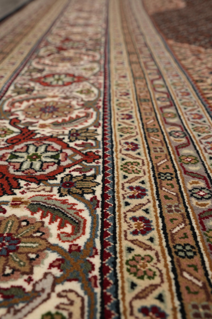 8.3 x 10.3 Black Mahi Tabriz Carpet Quality Wool And Silk Area Rug #F-4463