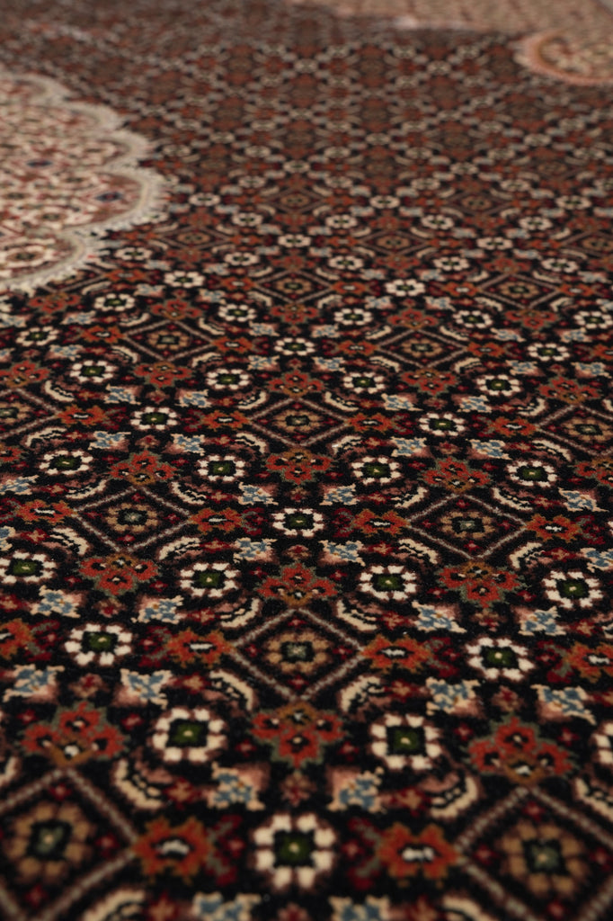 8.3 x 10.3 Black Mahi Tabriz Carpet Quality Wool And Silk Area Rug #F-4463