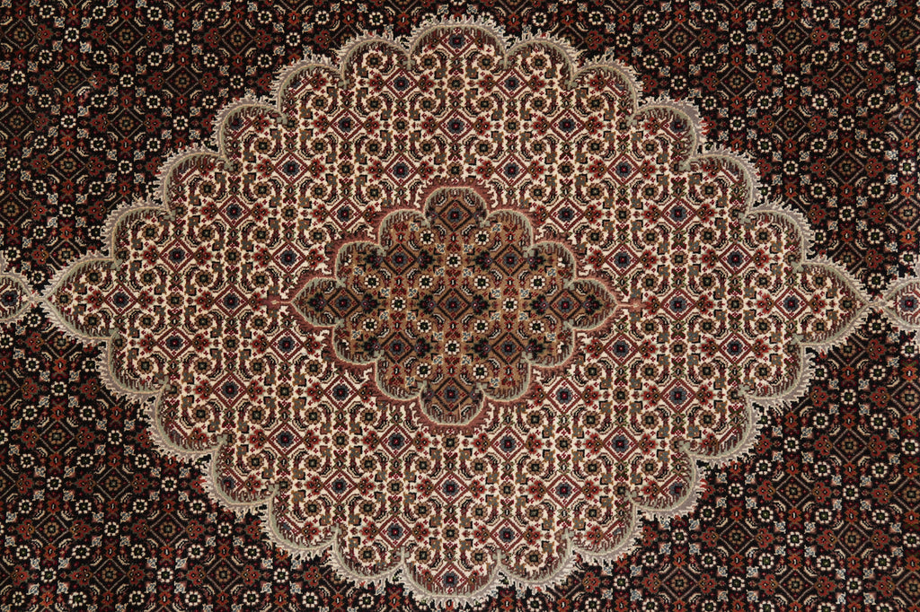 8.3 x 10.3 Black Mahi Tabriz Carpet Quality Wool And Silk Area Rug #F-4463