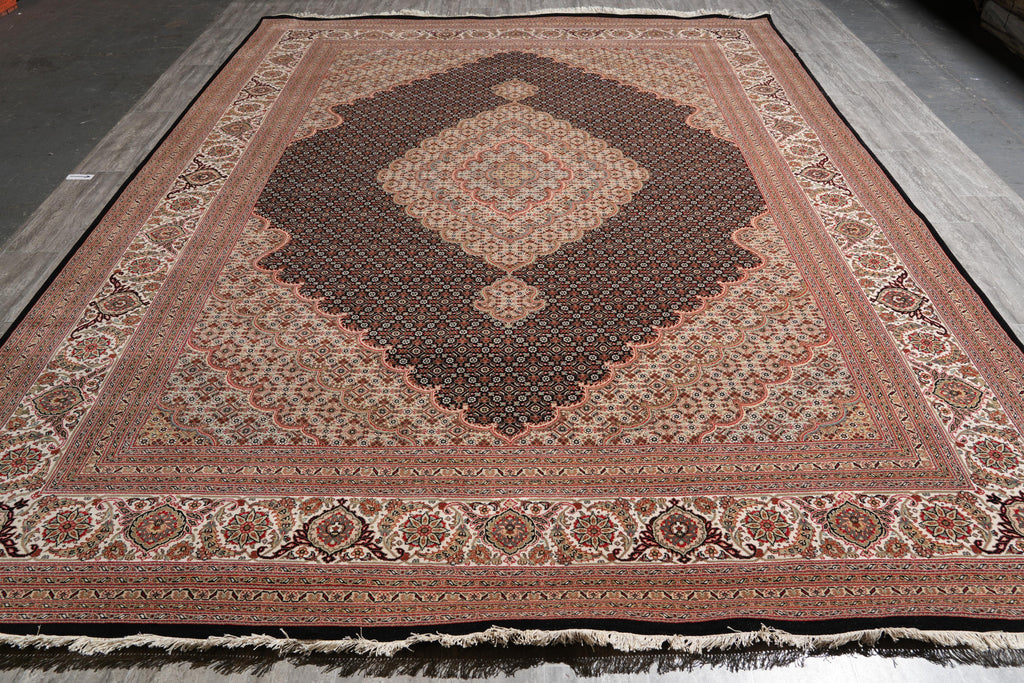 9.8 x 13.2 Wool and Silk Mahi Tabriz Rug #F-4163