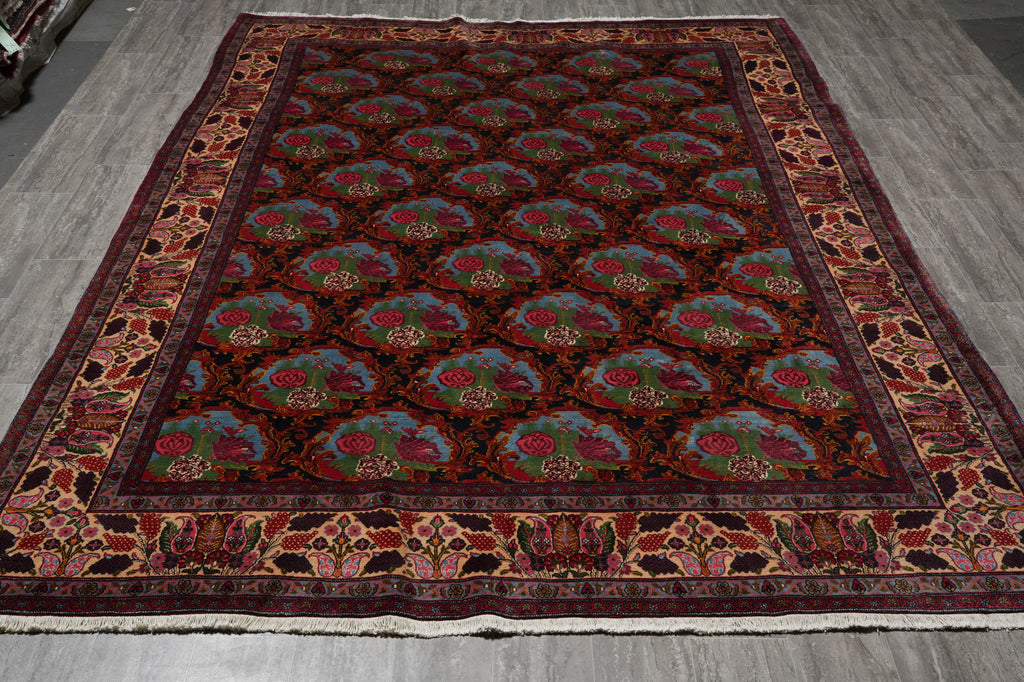 8 x 11 Authentic Persian Bijar Floral Fine Weave Denase Quality Wool Floral Bakhtiar Pattern #F-3110