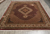 Load image into Gallery viewer, 8.1 x 10.1 Ruby Burgundy Wool and Silk Tabriz Mahi High Quality Handmade Area Rug #F-4464