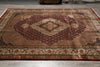 Load image into Gallery viewer, 8.1 x 10.1 Ruby Burgundy Wool and Silk Tabriz Mahi High Quality Handmade Area Rug #F-4464