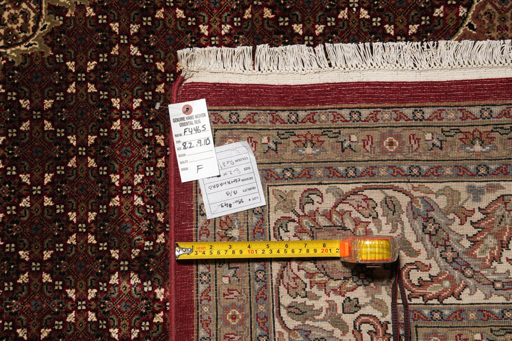 8.2 x 10 High Quality Wool and Silk Dense and Lustrous Handmade Tabriz Mahi Rug Ruby Burgundy #F-4465