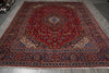 Load image into Gallery viewer, 10 x 13 Persian Hand-Knotted Kashan Rug Red Blue Traditional #F-3116