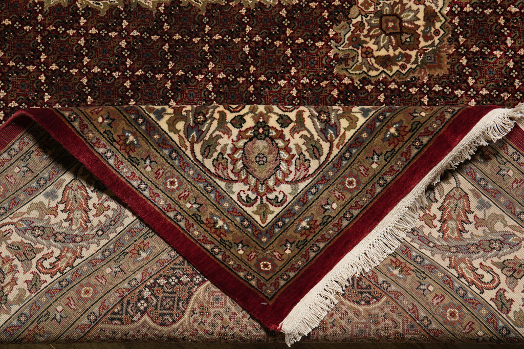 8.2 x 10 High Quality Wool and Silk Dense and Lustrous Handmade Tabriz Mahi Rug Ruby Burgundy #F-4465
