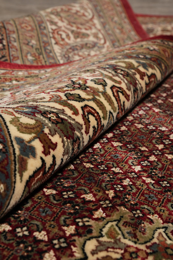 8.2 x 10 High Quality Wool and Silk Dense and Lustrous Handmade Tabriz Mahi Rug Ruby Burgundy #F-4465