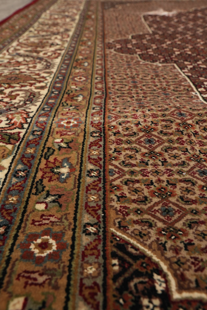 8.2 x 10 High Quality Wool and Silk Dense and Lustrous Handmade Tabriz Mahi Rug Ruby Burgundy #F-4465