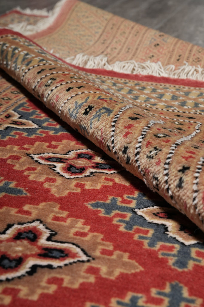 4 x 6 Hand-Knotted Pakistan New Rug Jaldar Bokhara Copper Pink #F-3114