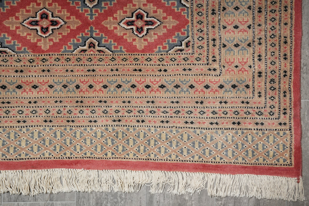 4 x 6 Hand-Knotted Pakistan New Rug Jaldar Bokhara Copper Pink #F-3114