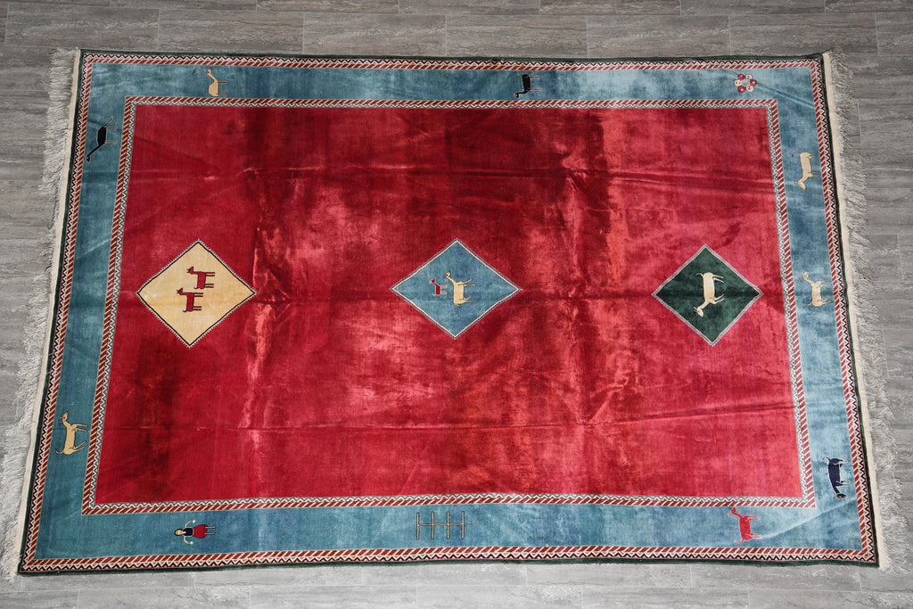 7 x 10.3 Silk Handmade Gabba Rug #F-4165