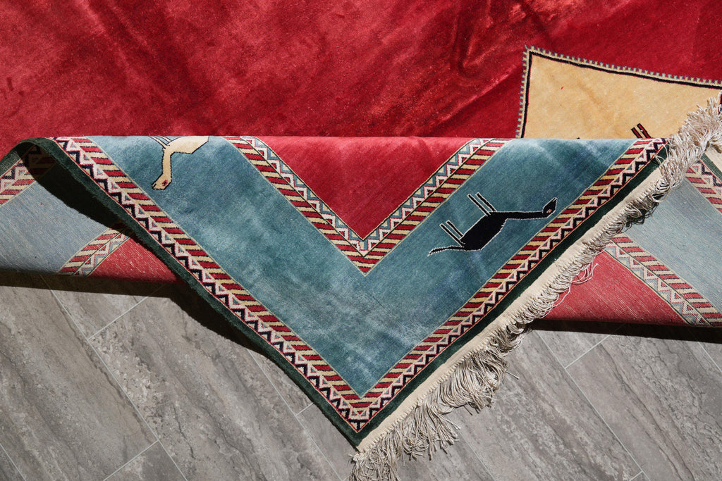 7 x 10.3 Silk Handmade Gabba Rug #F-4165