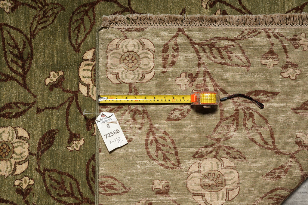 9 x 11.7 Sage Green Vegetable Dyed Chobi Transitional Modern Rug - view 13