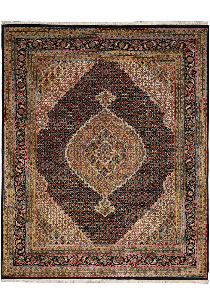 8.2 x 9.9 Beautiful Quality Wool and Silk Handmade Mahi Tabriz Rug #F-4466