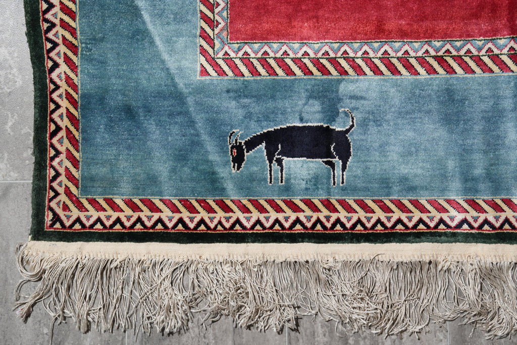 7 x 10.3 Silk Handmade Gabba Rug #F-4165