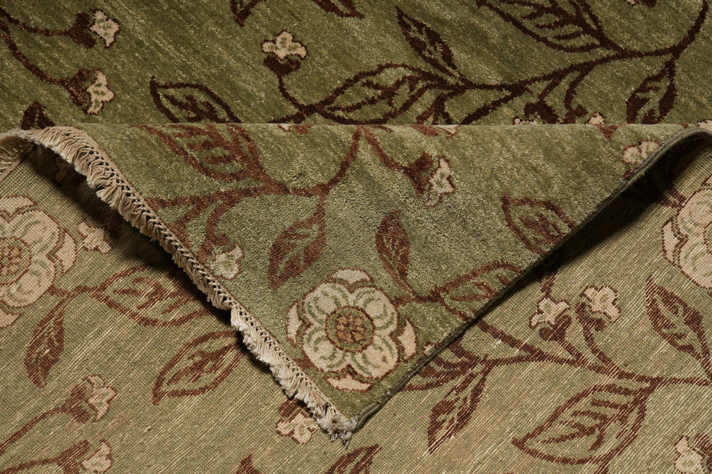9 x 11.7 Sage Green Vegetable Dyed Chobi Transitional Modern Rug - view 10