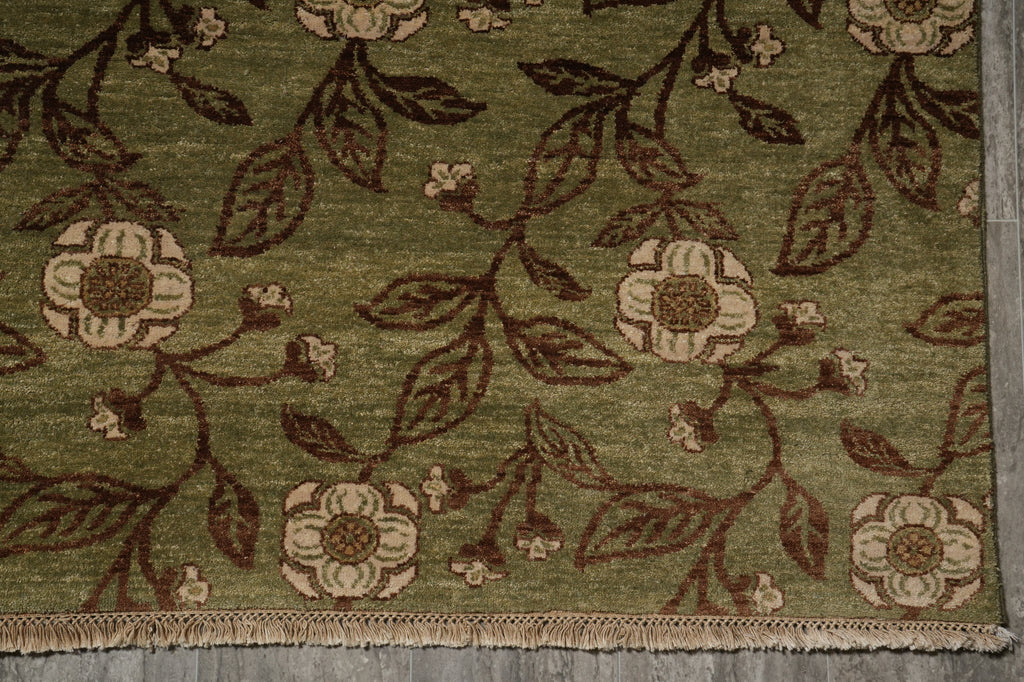 9 x 11.7 Sage Green Vegetable Dyed Chobi Transitional Modern Rug - view 12