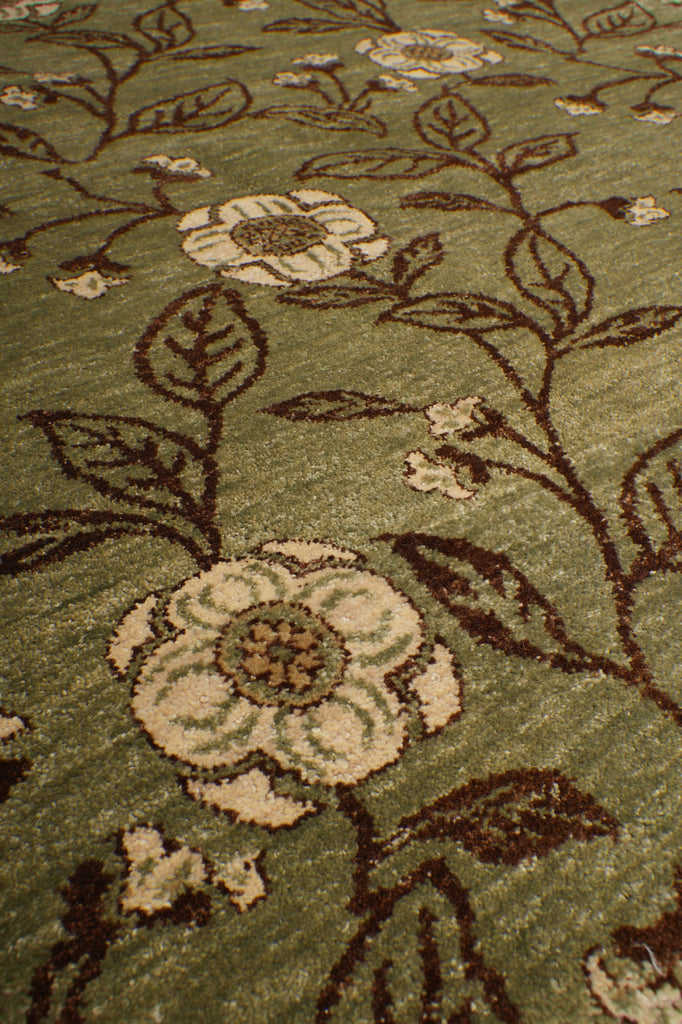 9 x 11.7 Sage Green Vegetable Dyed Chobi Transitional Modern Rug - view 9