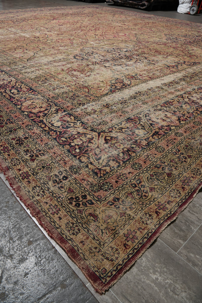 13.6 x 16 Signed Authentic Antique Persian Kermanshah Rug 1930's #F-3117