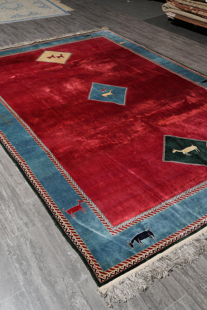 7 x 10.3 Silk Handmade Gabba Rug #F-4165