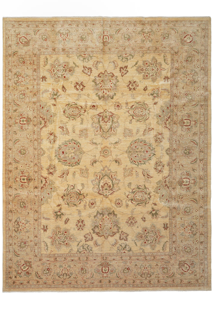 9 x 11.10 Transitional Oushak Wool Rug Pleasant Beige Sage