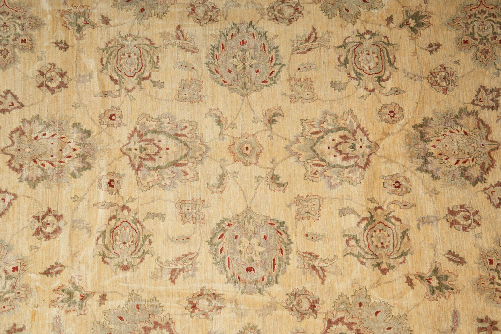 9 x 11.10 Transitional Oushak Wool Rug Pleasant Beige Sage - view 7