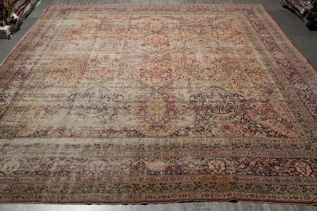 13.6 x 16 Signed Authentic Antique Persian Kermanshah Rug 1930's #F-3117