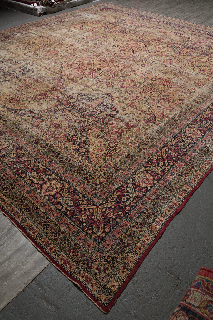 13.6 x 16 Signed Authentic Antique Persian Kermanshah Rug 1930's #F-3117