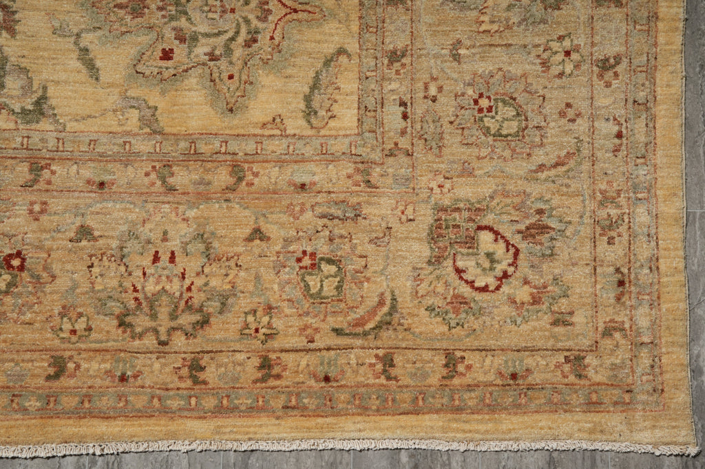 9 x 11.10 Transitional Oushak Wool Rug Pleasant Beige Sage - view 13