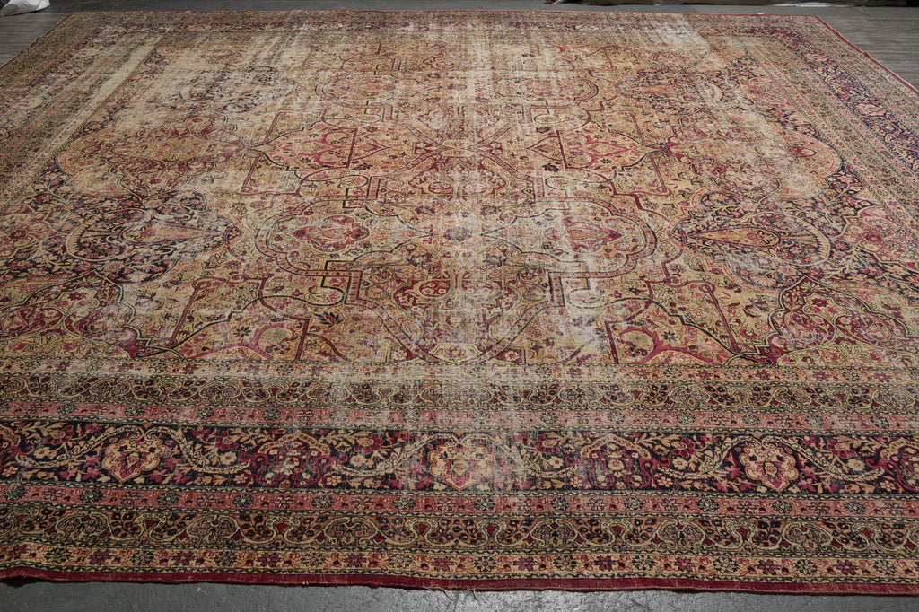 13.6 x 16 Signed Authentic Antique Persian Kermanshah Rug 1930's #F-3117