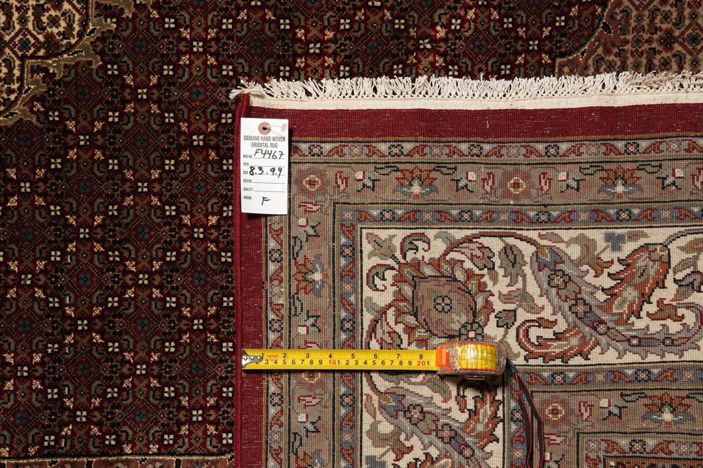8.3 x 9.9 High Quality Handmade Wool and Silk Mahi Tabriz Rug Ruby Burgundy #F-4467