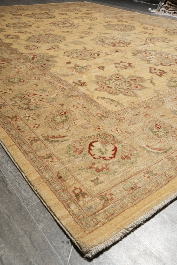 9 x 11.10 Transitional Oushak Wool Rug Pleasant Beige Sage - view 6