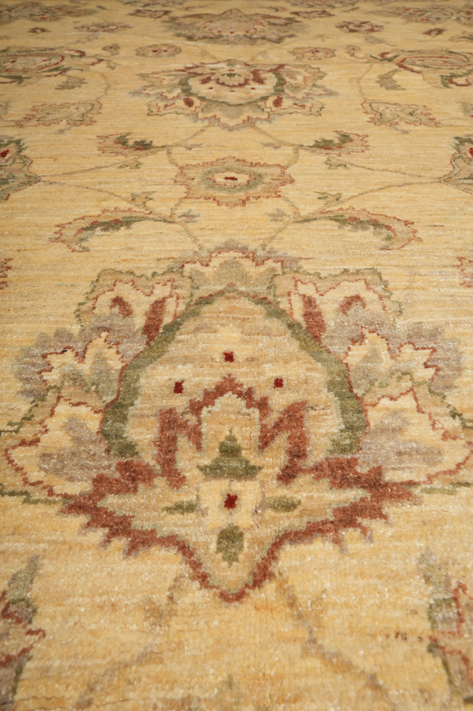 9 x 11.10 Transitional Oushak Wool Rug Pleasant Beige Sage - view 9