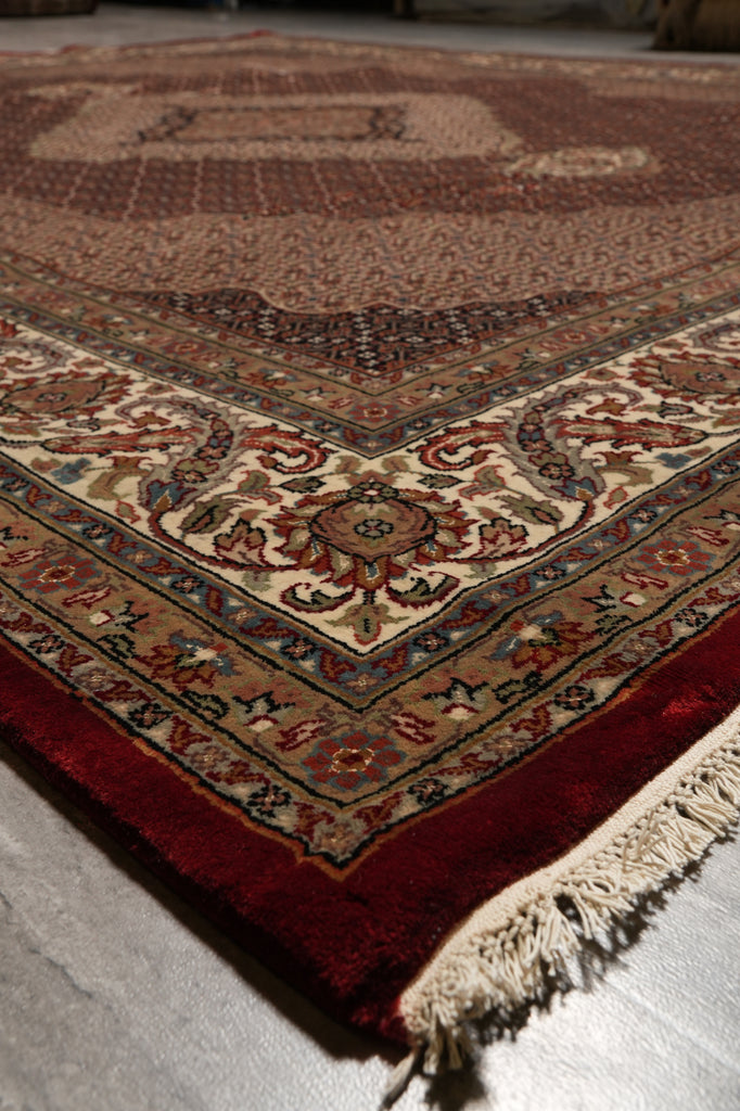 8.3 x 9.9 High Quality Handmade Wool and Silk Mahi Tabriz Rug Ruby Burgundy #F-4467