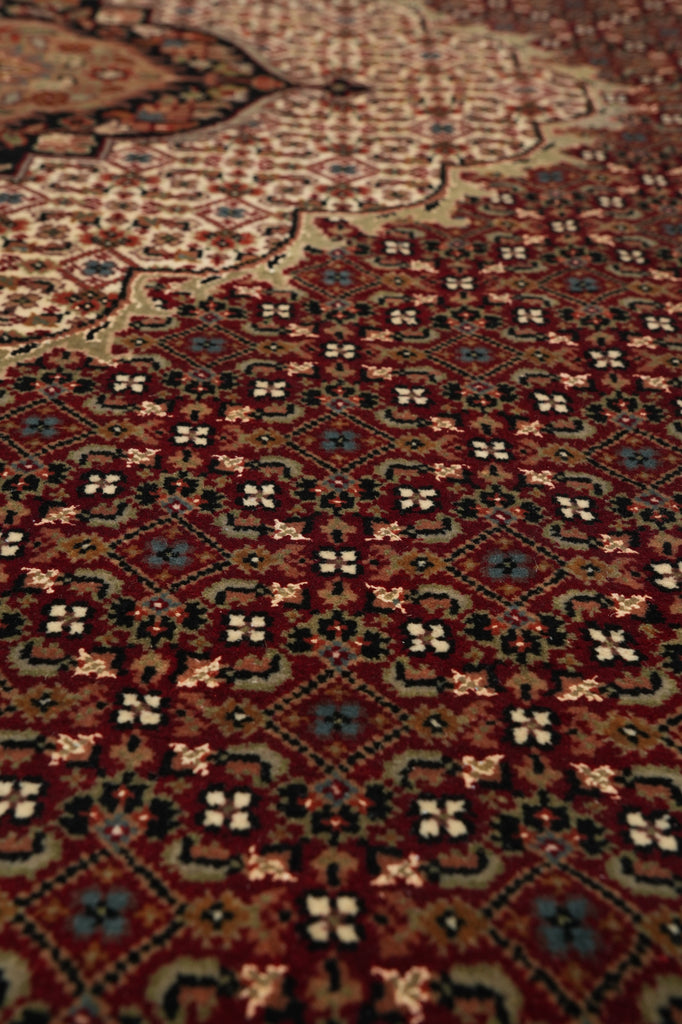 8.3 x 9.9 High Quality Handmade Wool and Silk Mahi Tabriz Rug Ruby Burgundy #F-4467