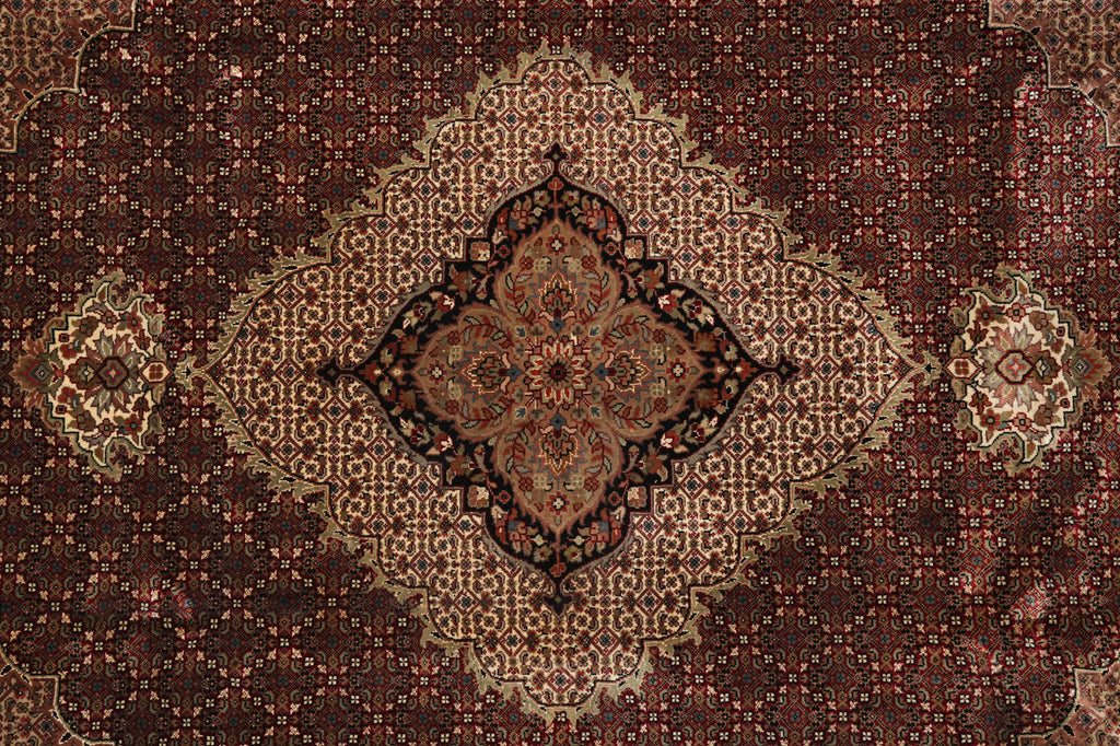 8.3 x 9.9 High Quality Handmade Wool and Silk Mahi Tabriz Rug Ruby Burgundy #F-4467