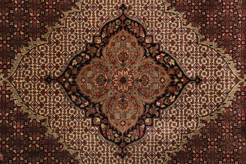 8.3 x 9.9 High Quality Handmade Wool and Silk Mahi Tabriz Rug Ruby Burgundy #F-4467