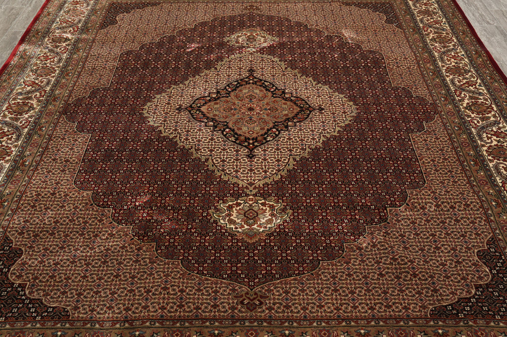 8.3 x 9.9 High Quality Handmade Wool and Silk Mahi Tabriz Rug Ruby Burgundy #F-4467