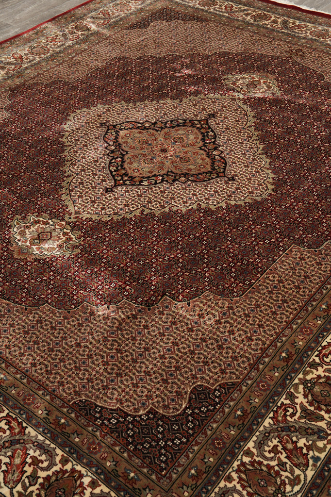 8.3 x 9.9 High Quality Handmade Wool and Silk Mahi Tabriz Rug Ruby Burgundy #F-4467