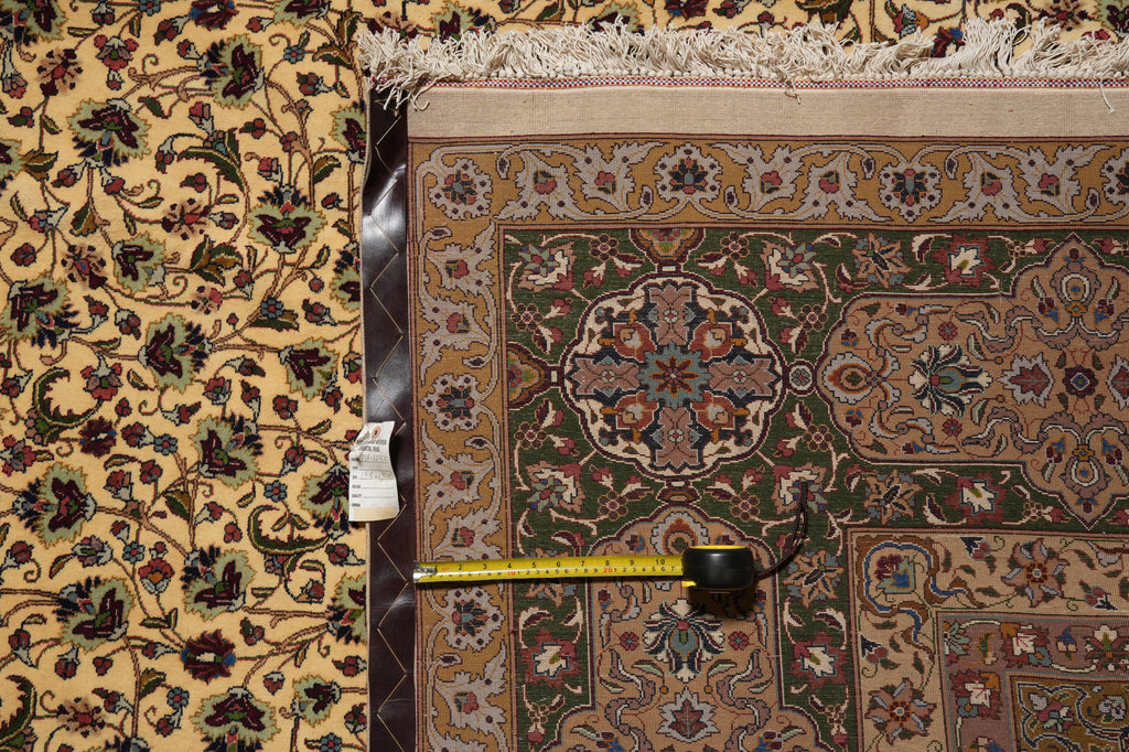 13.6 x 20.7 Authentic Fine Quality Persian Tabriz Rug Iran 400 KPIS Sheik Safi #PIX-17150